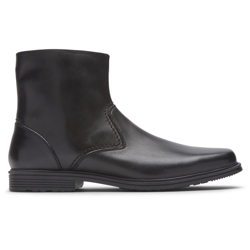 Rockport Men's Taylor Waterproof Zipper Ankle Boots - Black - USA (4792AVQJK)